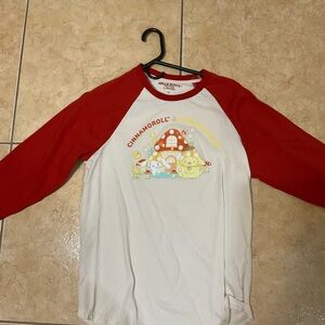 cinnamon roll & pompompurin/Hello Kitty and friends Red and White Sleeve Tee